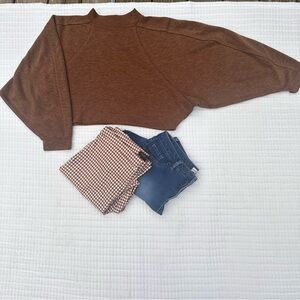 Primark Brown lightweight cropped bat wing sleeves Sweater